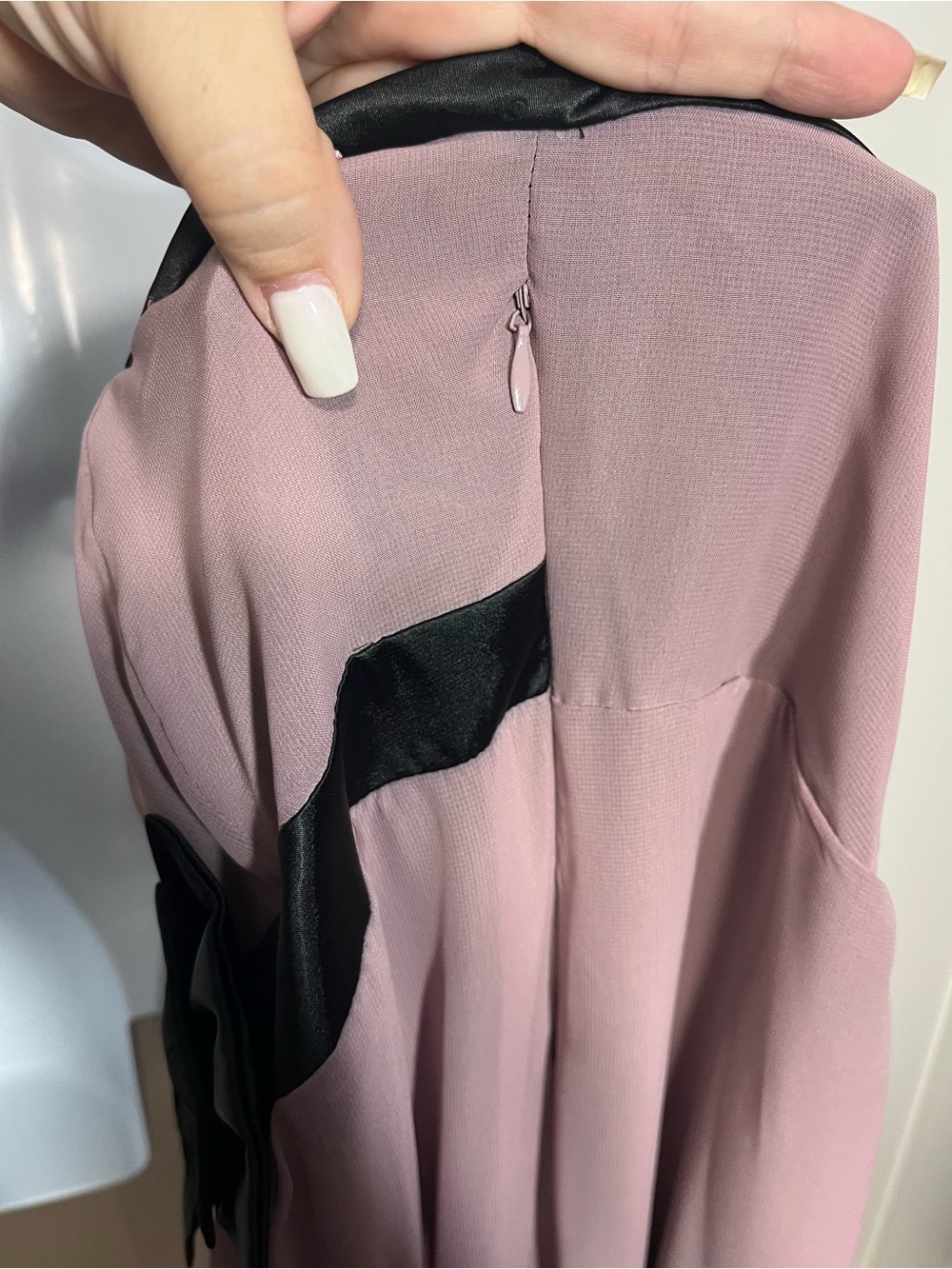Strapless Lavendar Chiffon Dress Black Bow Accent Size 10 Formal Prom Cocktail - Picture 8 of 9